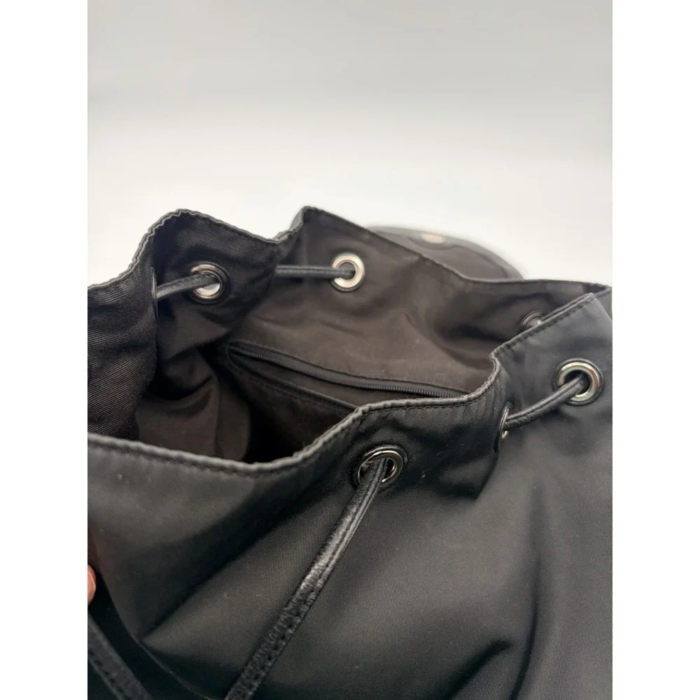 Auth COACH Nylon Leather Trim Bucket Mouth Backpack F58814 Black Good Pre Owned